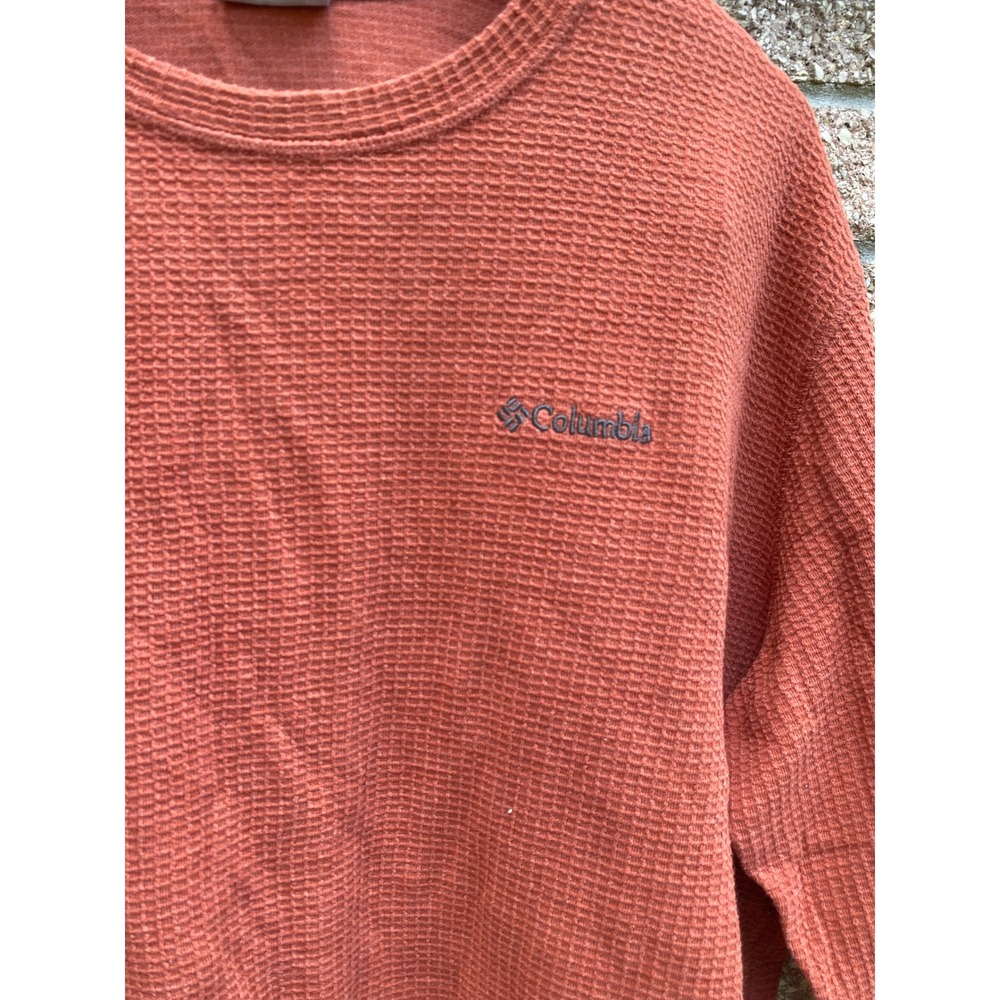 Columbia Pine Peak Waffle Knit Thermal Shirt Long Sleeve XXL Orange Gorpcore 90s - Picture 3 of 6
